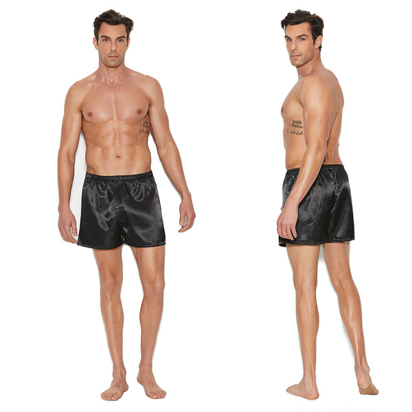 Elegant Moments Charmeuse Satin Unisex Boxer Short-Black